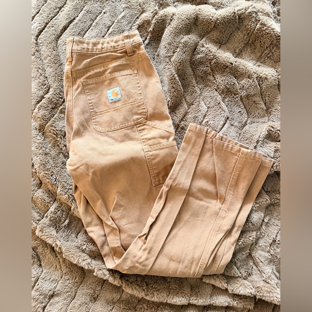 Carhartt Tan Work Pants Youth 14 Brown Carpenter Utility Pants
